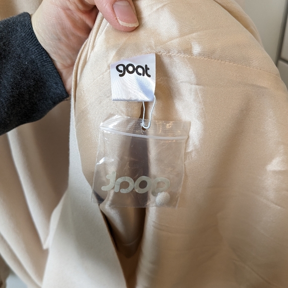 GOAT Jane Tan Wool Ruffle Neck Puff Balloon Sleeve Shift Dress - Picture 8 of 9